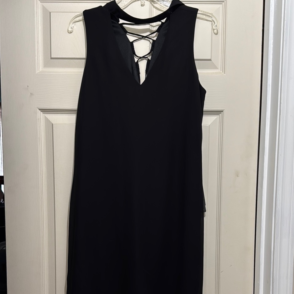 NWT - A. Byer Black Cut Out Tie Front Sheath Dress